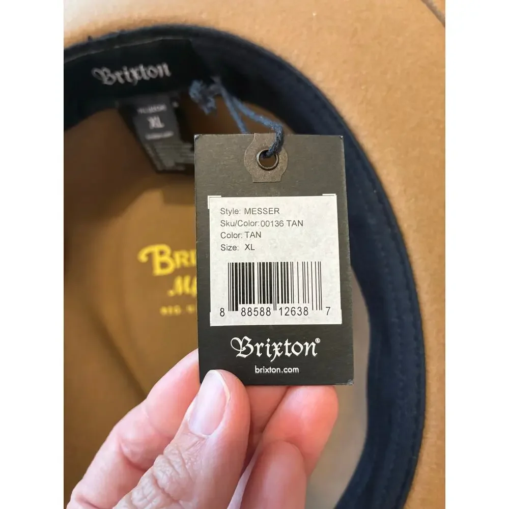 Brixton NEW Messer Wool Hat Fedora Tan XL 7.75in 62cm